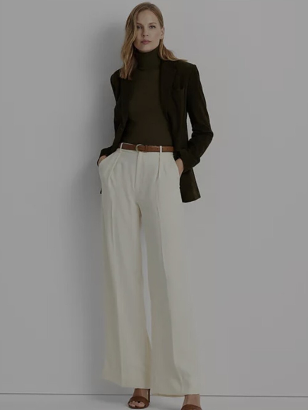 RALPH LAUREN BLACK LABEL NWT WI TER CREAM WIDE LEG DRESS PANTS SZ 10